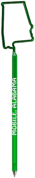 Alabama State Fun Shaped Pen, Novelty Pen, Promotional Pen, Personalized Pens.