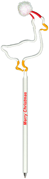 Duck With Santa Hat Promotional Pen, Fun, Shaped, Novelty Pens.