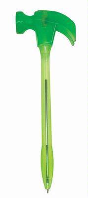 Light Up Hammer Tool Green Fun Shaped Pen, Novelty Pen, Standard Size Pens, Promotional Pens, Personalized Pens.