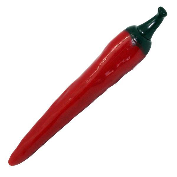 Red Chili Vegetable Fun Shaped Novelty Pen.  A Novelty Promotional Pen that can be personalized with a unique custom imprinted message.