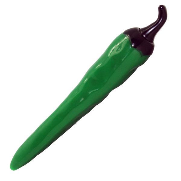 Green Jalapeno Vegetable Fun Shaped Novelty Pen.  A Novelty Promotional Pen that can be personalized with a unique custom imprinted message.